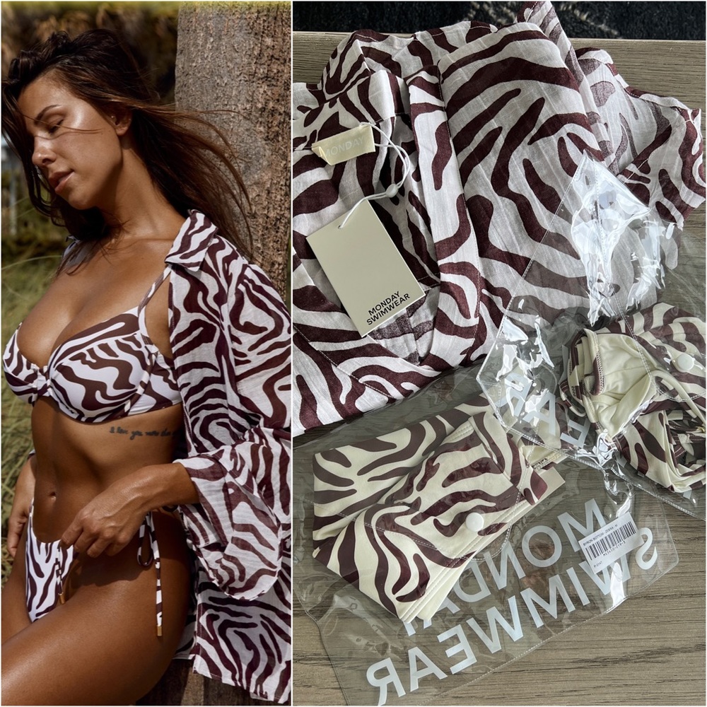 MONDAY SWIM - Maui Top, Byron Bottom, Barcelona Tunic / Zebra / Size Medium